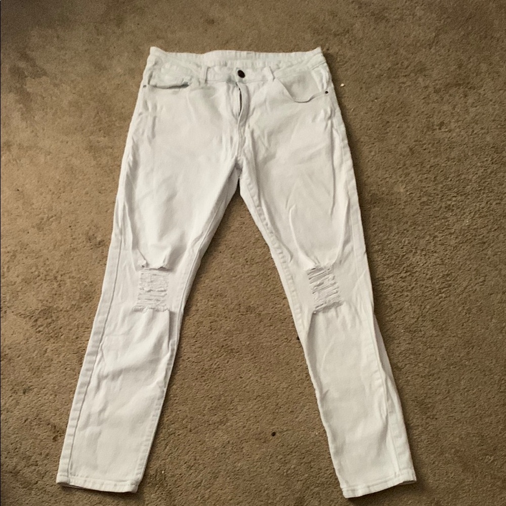 White Distressed Skinny Jeans